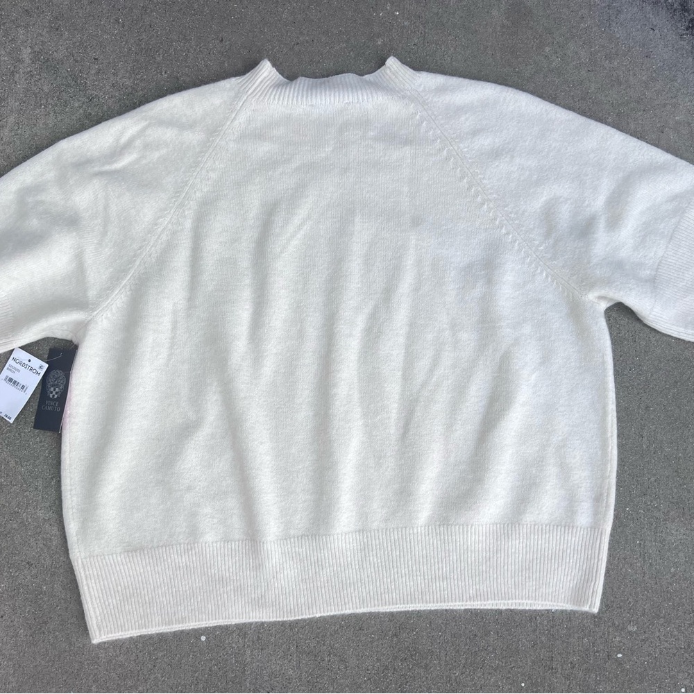 Vince Camuto Cream Short Sleeve Office Sweater Timeless NWT Nordstrom Capsule XL - Picture 4 of 13